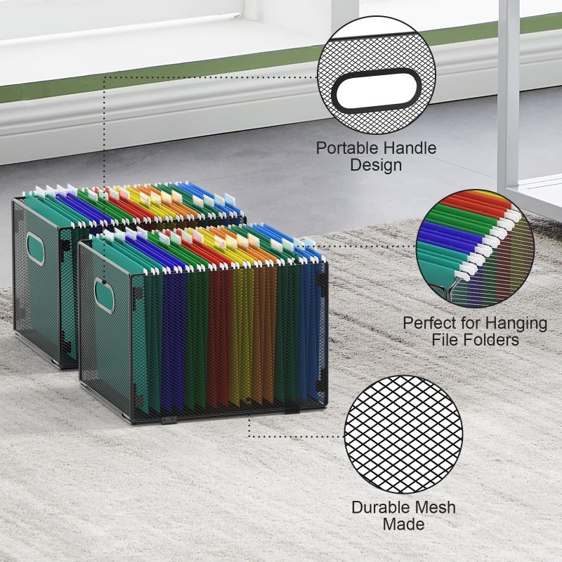 samstar 2 Pack Hanging File Organizer, Mesh File Folder Box Filing Box File Cabinet Organizer Storage Boxes, Letter Size - Image 4